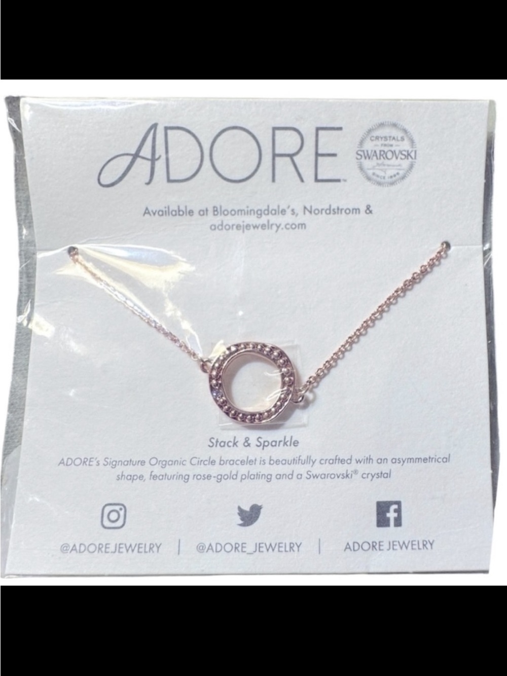ADORE jewelry rose-gold plated bracelet w/Swarovski crystal NWT